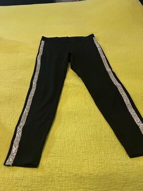 Express black leggings with silver crystal stripe down the legs